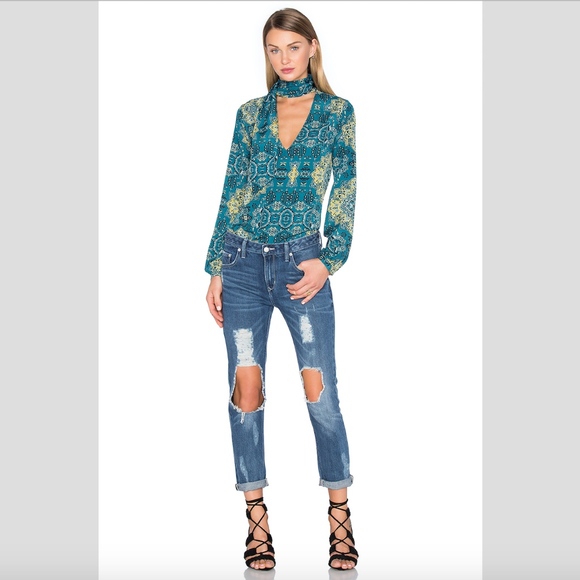 House of Harlow X Revolve Naomi Tie Neck Blouse - Picture 2 of 3